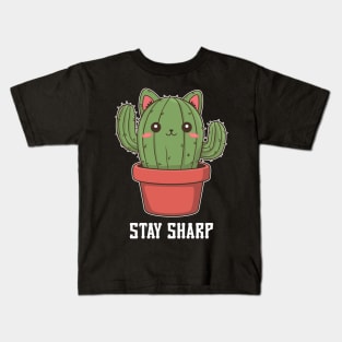 Stay sharp funny cactus pun - kawaii Kids T-Shirt